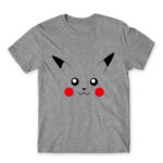 Pikachu face Grey Melange Men's Tee for Anime, Pokemon