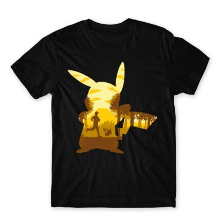 Pikachu Silhouette Black Men's Tee for Anime, Pokemon