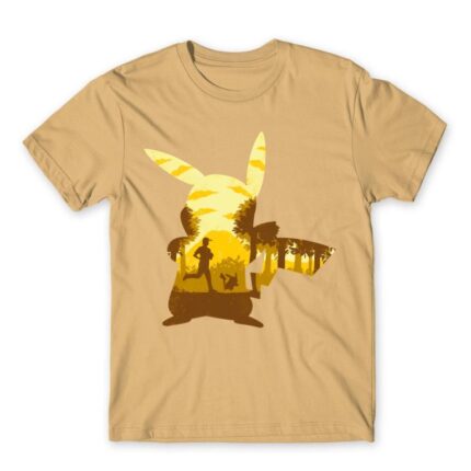 Pikachu Silhouette Sand Men's Tee for Anime, Pokemon