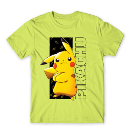 Pikachu Stripe Apple Green Men's T-shirt for Anime, Pokemon
