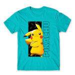 Pikachu Stripe Atoll Blue Men's T-shirt for Anime, Pokemon