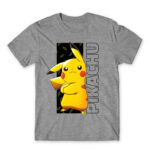 Pikachu Stripe Grey Melange Men's T-shirt for Anime, Pokemon