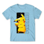 Pikachu Stripe Sky Blue Men's T-shirt for Anime, Pokemon