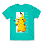 Pikachu Stripe Turquoise Men's T-shirt for Anime, Pokemon