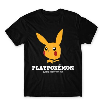 Playpokémon Black Men's Tee for Brand Parody, Funny