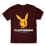 Playpokémon Burgundy Men's Tee for Brand Parody, Funny