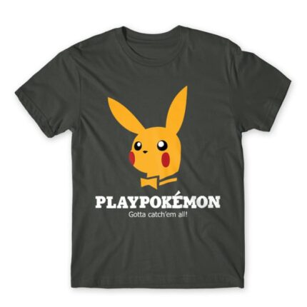 Playpokémon Dark Grey Men's T-shirt for Brand Parody, Funny