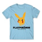 Playpokémon Sky Blue Men's Tee for Brand Parody, Funny