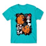 Pochita Graffiti Atoll Blue Men's Tee for Anime, Chainsaw Man
