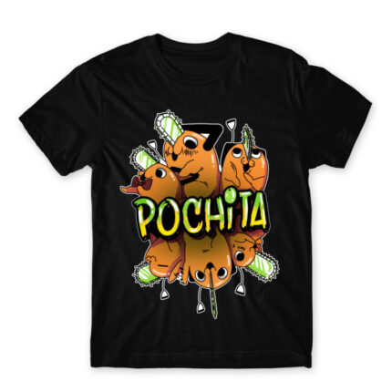 Pochita – Graffiti Black Men's Tee for Anime, Chainsaw Man