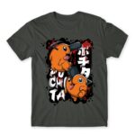 Pochita Graffiti Dark Grey Men's T-shirt for Anime, Chainsaw Man