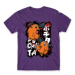 Pochita Graffiti Dark Purple Men's Tee for Anime, Chainsaw Man
