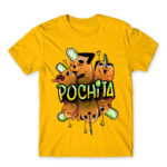 Pochita – Graffiti Gold Men's Tee for Anime, Chainsaw Man