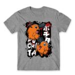 Pochita Graffiti Grey Melange Men's T-shirt for Anime, Chainsaw Man
