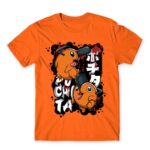 Pochita Graffiti Orange Men's Tee for Anime, Chainsaw Man