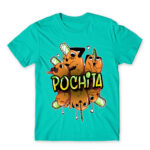 Pochita – Graffiti Turquoise Men's T-shirt for Anime, Chainsaw Man