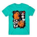 Pochita Graffiti Turquoise Men's Tee for Anime, Chainsaw Man
