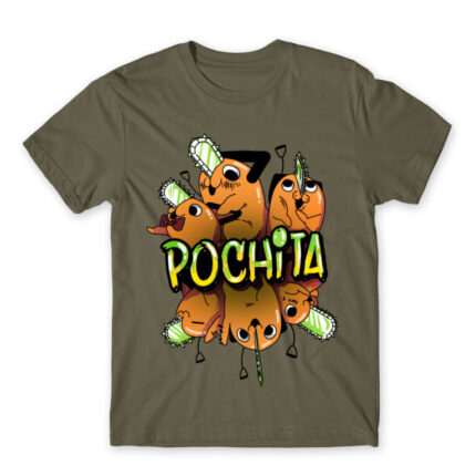 Pochita – Graffiti Zinc Men's T-shirt for Anime, Chainsaw Man