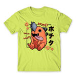 Pochita – Woof Apple Green Men's Tee for Anime, Chainsaw Man