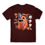 Pochita – Woof Burgundy Men's Tee for Anime, Chainsaw Man