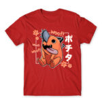 Pochita – Woof Red Men's Tee for Anime, Chainsaw Man