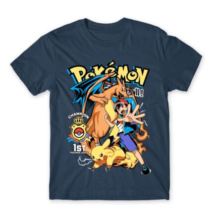 Pokémon Champion Denim Men's T-shirt for Anime, Pokemon