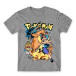 Pokémon Champion Grey Melange Men's T-shirt for Anime, Pokemon