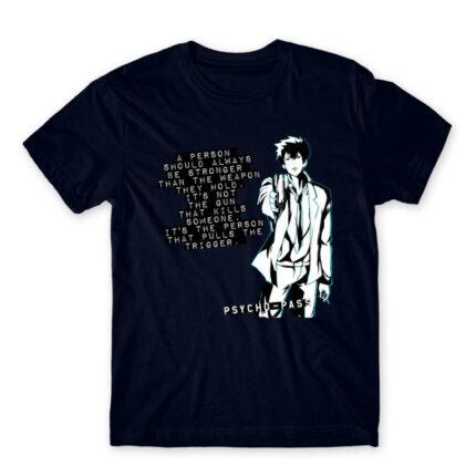 Psycho Pass – Kougami Shinya Navy Men's T-shirt for Anime, Psycho Pass