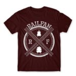 Railfan Burgundy Men's Tee for Train Conductor, Work