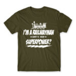 Railwayman superpower Army Men's Tee for Train Conductor, Work