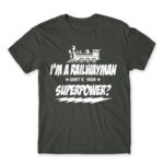 Railwayman superpower Dark Grey Men's T-shirt for Train Conductor, Work