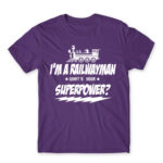 Railwayman superpower Dark Purple Men's T-shirt for Train Conductor, Work