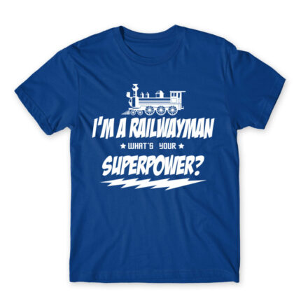 Railwayman superpower Royal Blue Men's T-shirt for Train Conductor, Work