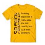 Reading japanese is easy Gold Men's Tee for Funny, Sarcastic Humour