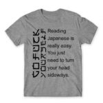 Reading japanese is easy Grey Melange Men's T-shirt for Funny, Sarcastic Humour
