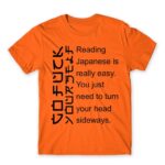 Reading japanese is easy Orange Men's Tee for Funny, Sarcastic Humour