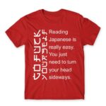 Reading japanese is easy Red Men's Tee for Funny, Sarcastic Humour