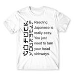 Reading japanese is easy White Men's Tee for Funny, Sarcastic Humour