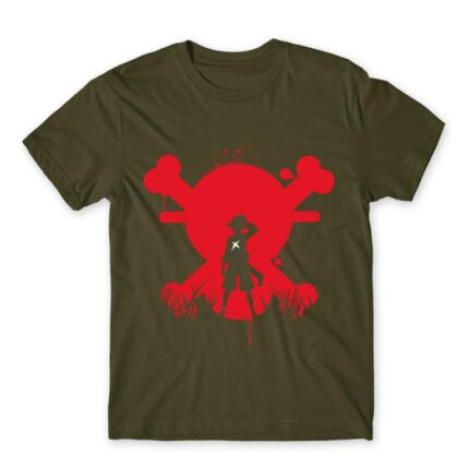 Red Skull Silhouette – One Piece Army Men's Tee for Anime, One Piece