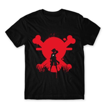 Red Skull Silhouette – One Piece Black Men's Tee for Anime, One Piece
