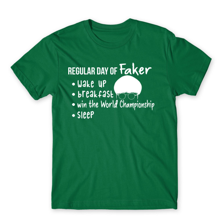 Regular day of Faker Kelly Green Men's T-shirt for Gaming, League Of Legends