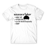 Regular day of Faker White Men's T-shirt for Gaming, League Of Legends
