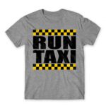 Run Taxi Grey Melange Men's T-shirt for Taxi Driver, Work