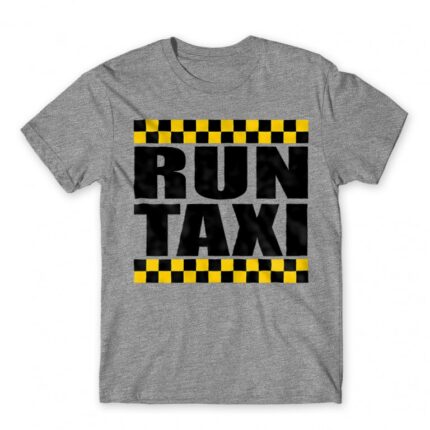 Run Taxi Grey Melange Men's T-shirt for Taxi Driver, Work
