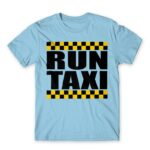 Run Taxi Sky Blue Men's T-shirt for Taxi Driver, Work
