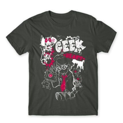 SA Geek at heart Dark Grey Men's Tee for Anime, Original Art