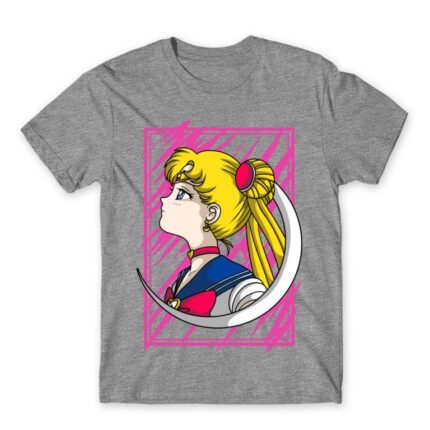 Sailor Moon – Cute Usagi Tsukino Grey Melange Men's Tee for Anime, Sailor Moon