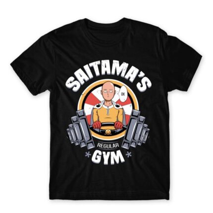 Saitama Gym – Superhero Black Men's T-shirt for Anime, One Punch Man