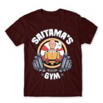 Saitama Gym – Superhero Burgundy Men's T-shirt for Anime, One Punch Man