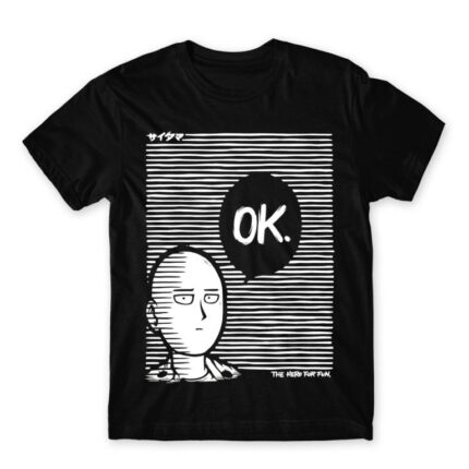 Saitama – OK Black Men's T-shirt for Anime, One Punch Man
